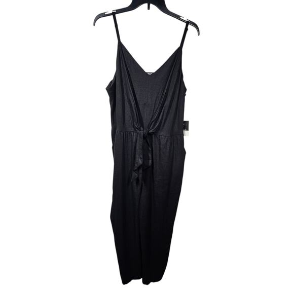 Simply Vera Vera Wang Tie Front Black Linen Blend Jumpsuit NWT Size XL Petite - Picture 3 of 11